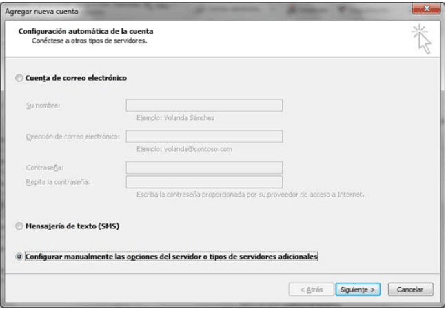 Configurar correo en MS Outlook 2010 paso 2