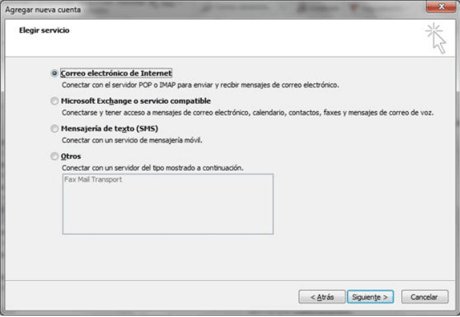 Configurar correo en MS Outlook 2010 paso 3