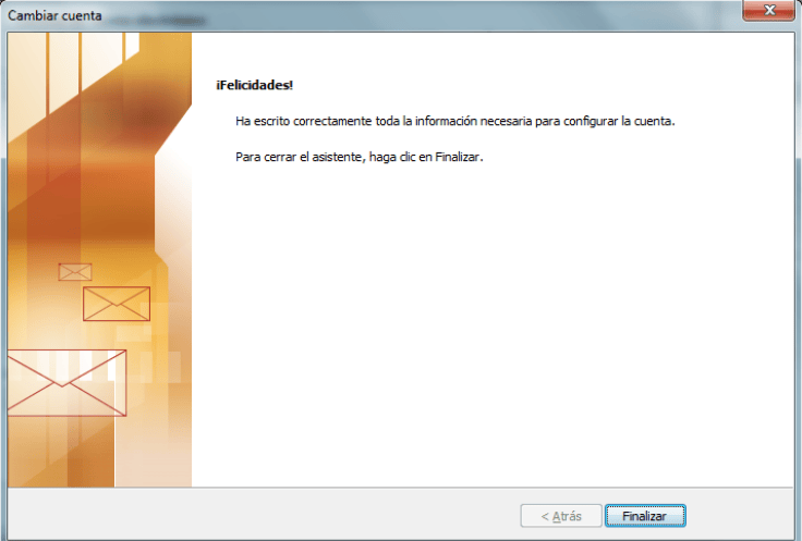 Configurar correo en MS Outlook 2010 paso 7